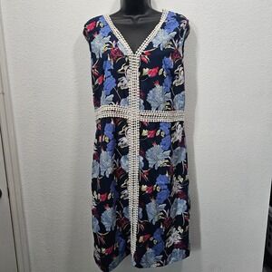 Almatrichi Vintage Floral‎ V-Neck Knee Length Dress Made in Spain